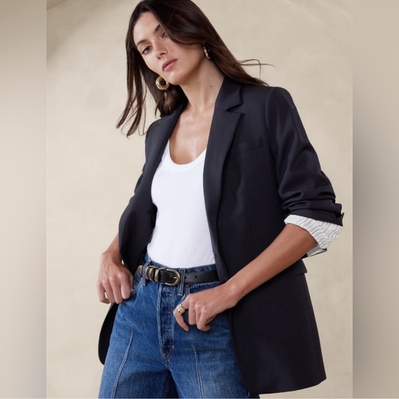 NWT! BANANA REPUBLIC NAVY SIENA SLIM ITALIAN WOOL BLAZER 🩶 - Picture 5 of 16